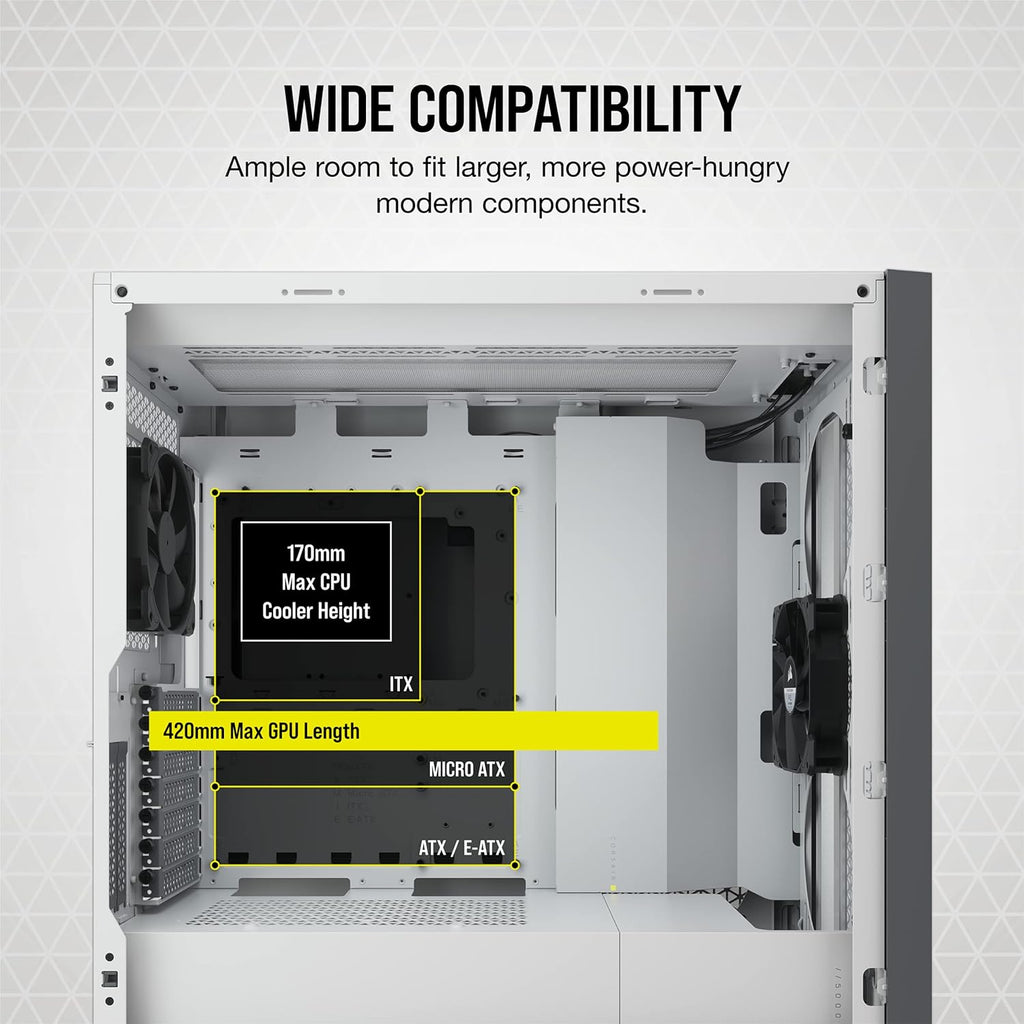 White Tempered Glass Mid-Tower ATX PC Case D93118
