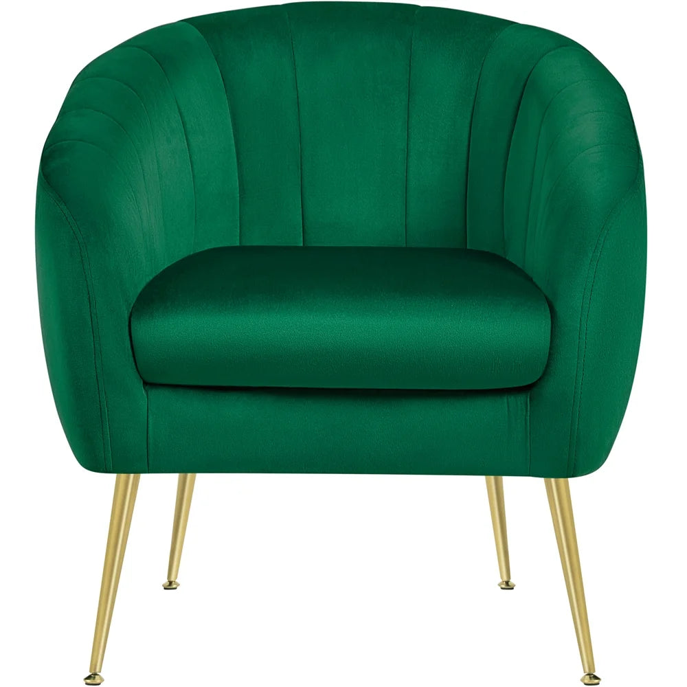 Green Channel Tufted Accent Armchair with Gold Metal Legs W284360
