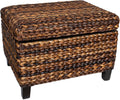 Woven Seagrass Storage Ottoman with Safety Hinges H556078