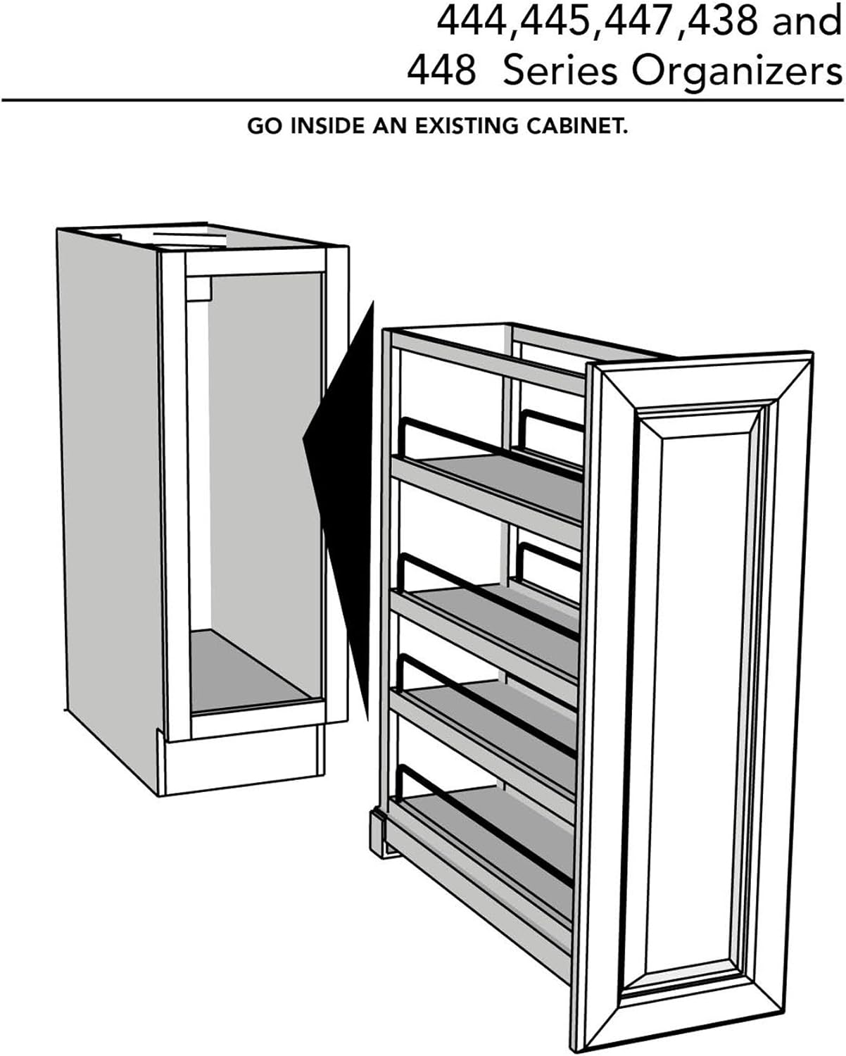 11 Inch Base Cabinet Pullout Storage Organizer with Adjustable Wood Shelves and Chrome Rails A96856