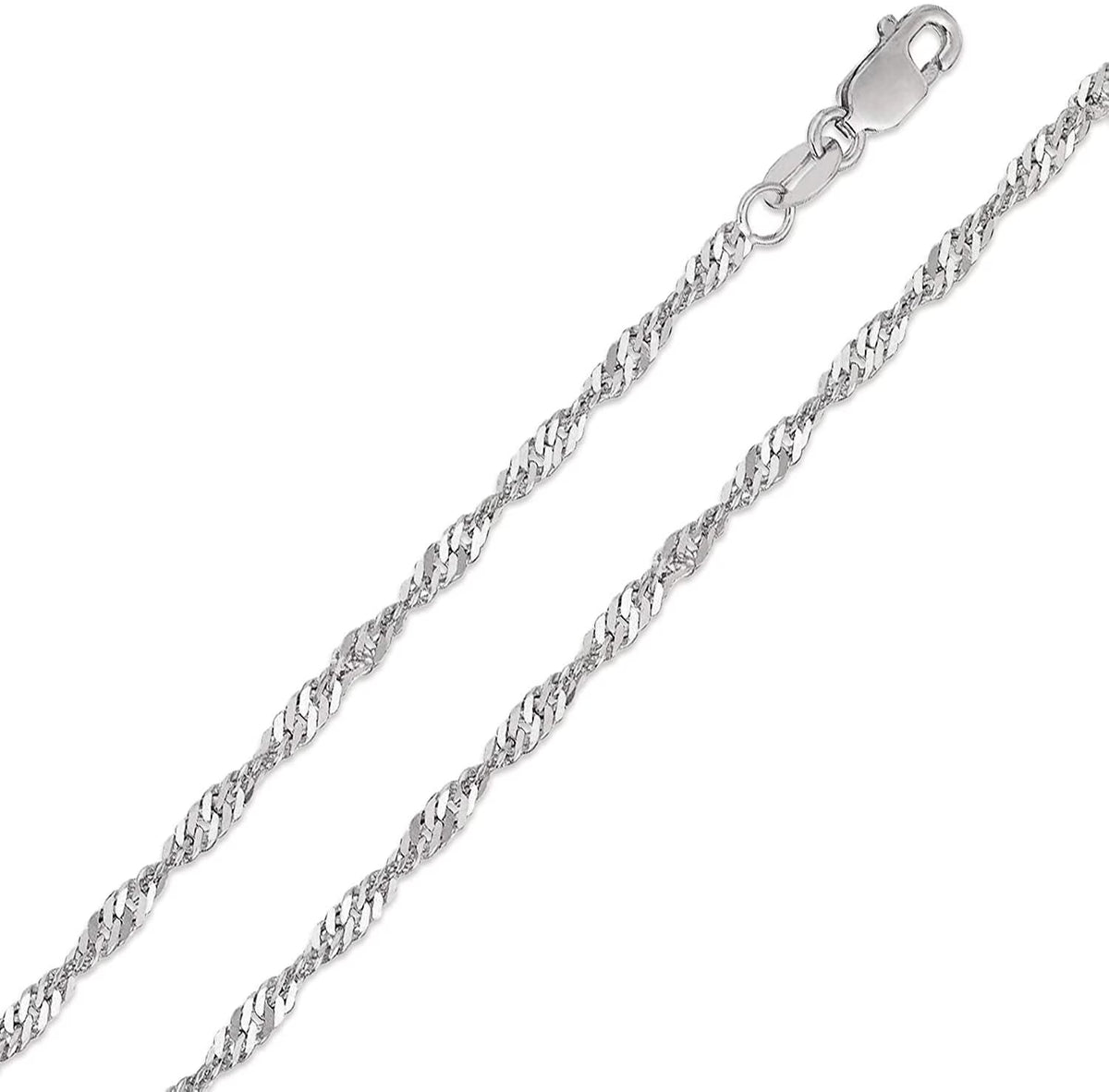 14K White Gold 2mm Singapore Pendant Chain Necklace F1905