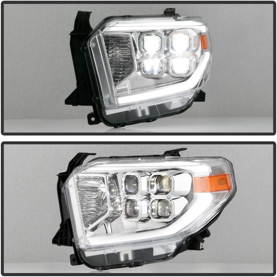 Chrome LED Quad Projector Headlights Headlamps for 2014-2017 Toyota Tundra SR SR5 B664370