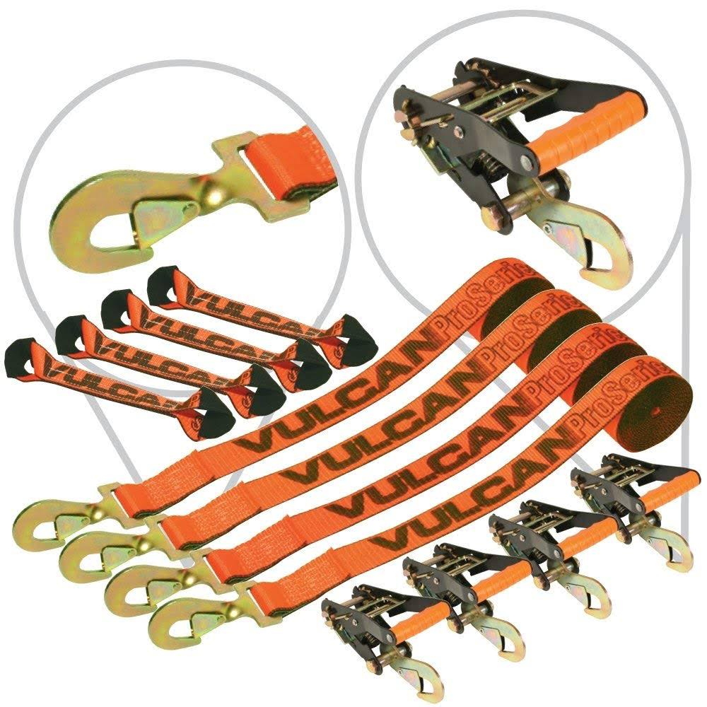 8-Point Roll Back Vehicle Tie Down Kit with Snap Hooks, Set of 4 H41309