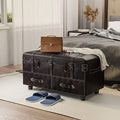 Vintage Faux Leather Ottoman Bench L968987