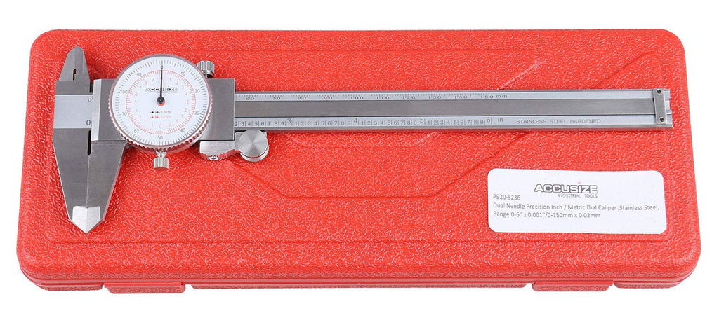 12'' by 0.001''/300mm by 0.02mm Dual Needle Precision Dial Caliper S3996