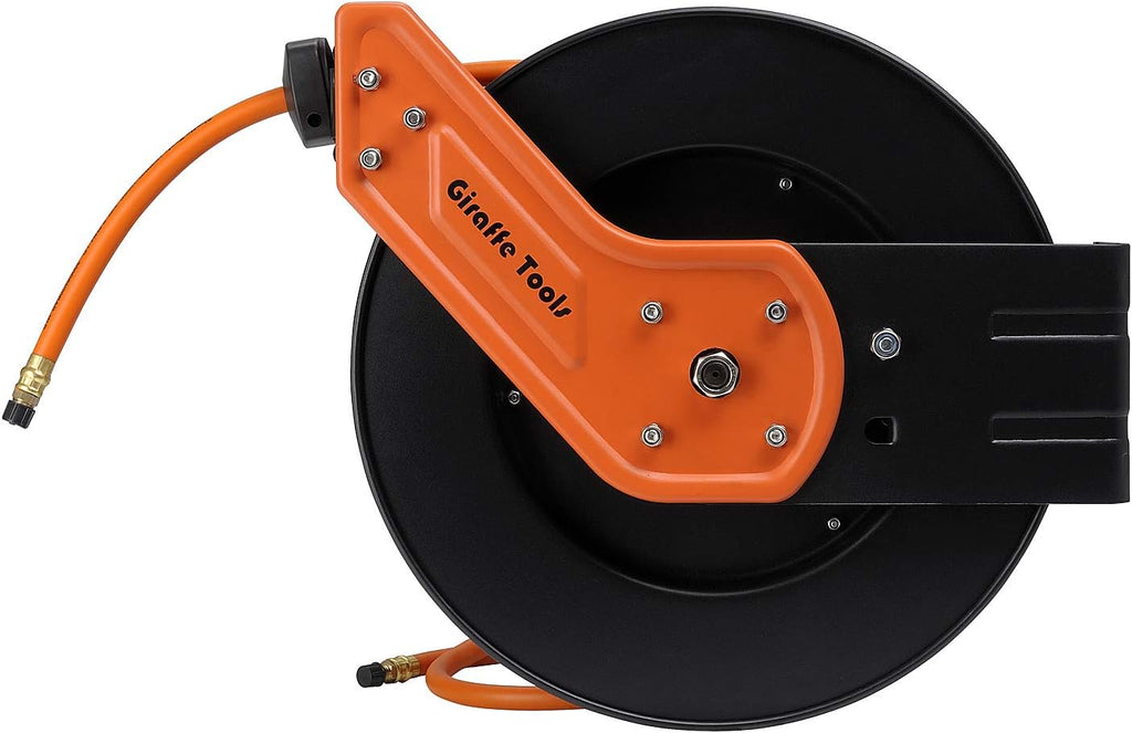 Retractable Air Hose Reel with 3/8 in. x 25 ft Hybrid Hose, 300 PSI Wall Mounted, Pack of 2 S6484