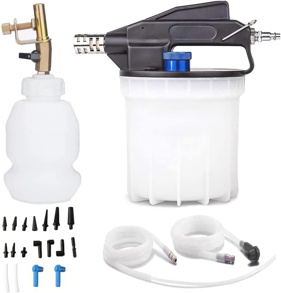 Vacuum Brake Bleeder Kit Pneumatic Tool Kit 2L Brake Fluid Extractor and 1L Refilling Bottle and Accessories Pack of 2 P7238
