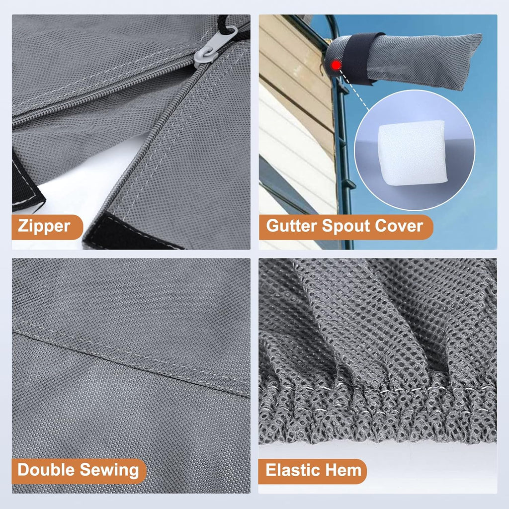 Heavy Duty 6 Layers Travel Trailer RV Cover Anti-UV Camper Cover for 31'7" - 34' Motorhome Breathable Rip-Stop with 2Pcs Extra Straps & Gutter Spout Covers R84082