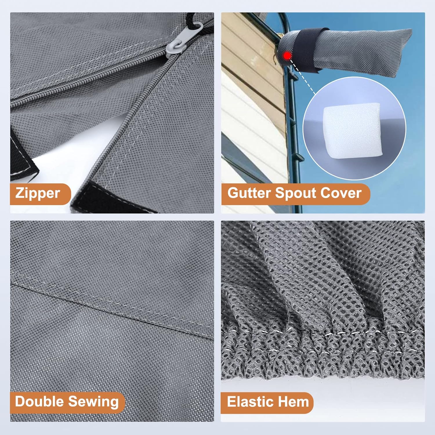 Heavy Duty 6 Layers Travel Trailer RV Cover Anti-UV Camper Cover for 31'7" - 34' Motorhome Breathable Rip-Stop with 2Pcs Extra Straps & Gutter Spout Covers R84082
