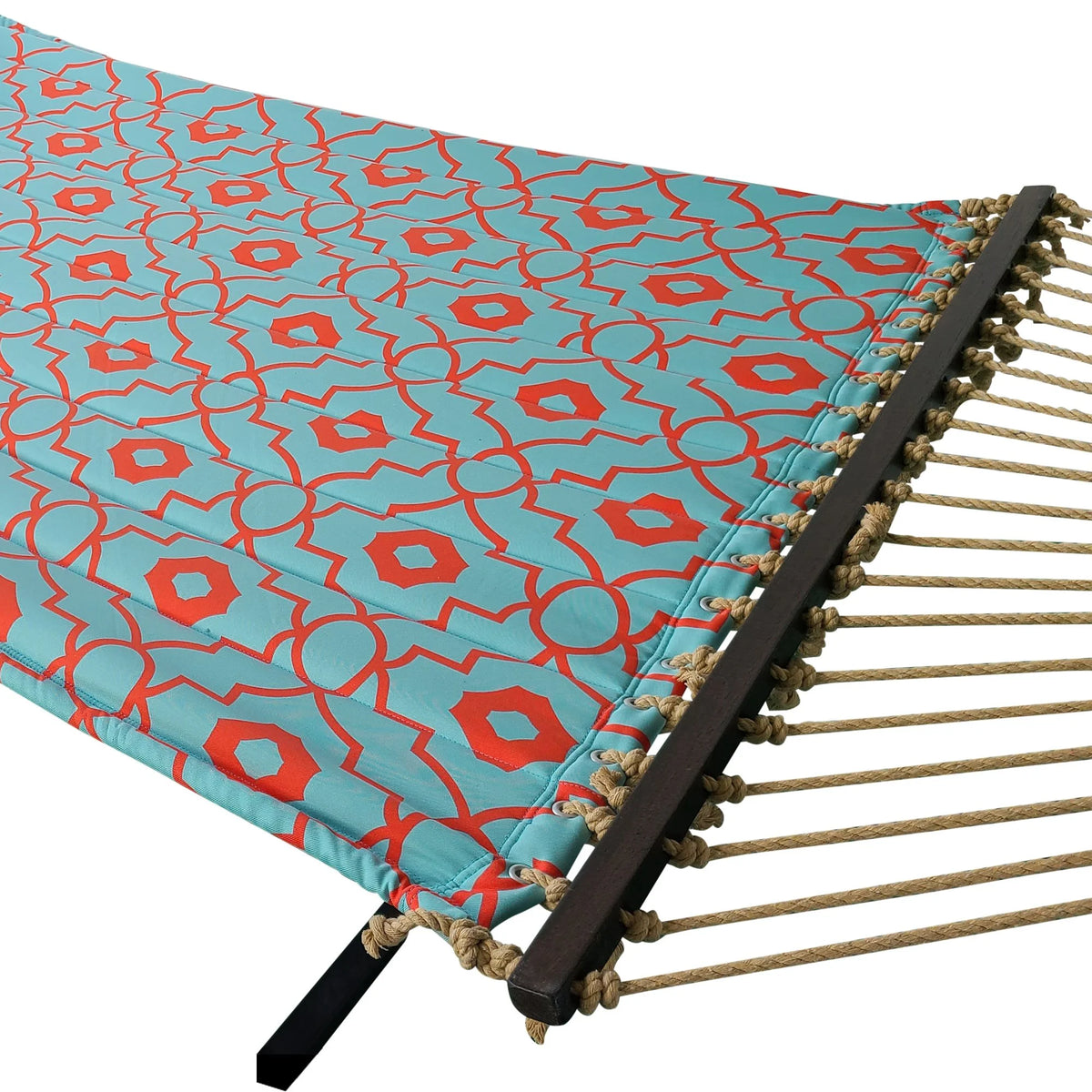 Coral and Spa Blue Quilted 2 Person Hammock K166677