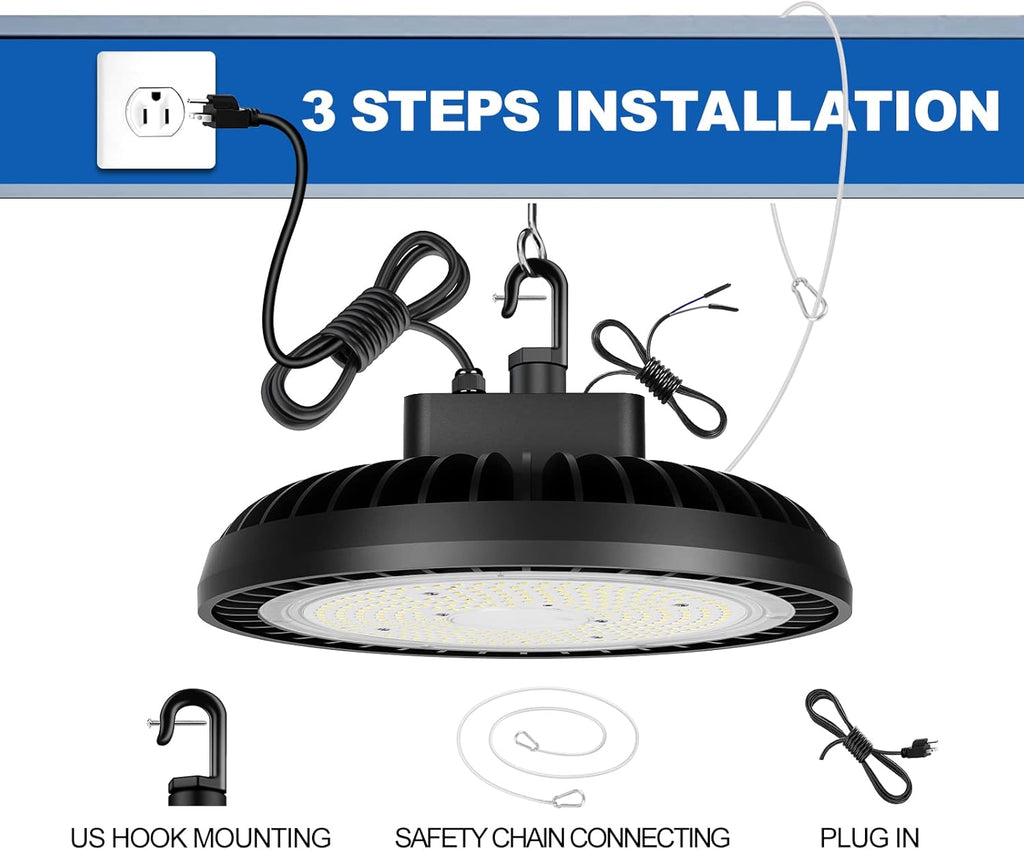 150W UFO LED High Bay Light, 22500 lumens, 5000K Daylight, IP65 A2412