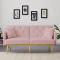 Grey Velvet Convertible Futon Sofa Bed with Two Pillows E263238