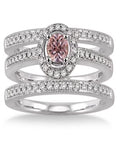 Morganite & Diamond Trio Halo Ring on 10k White Gold S164537