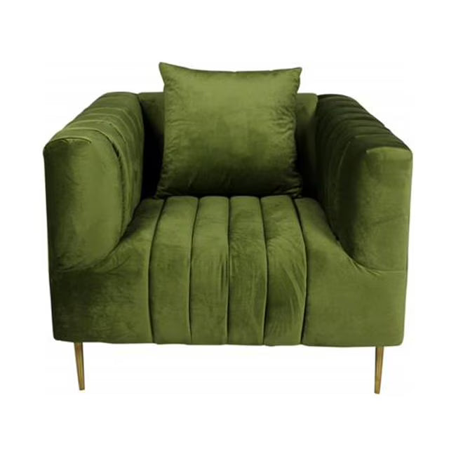 Olive Velvet Lounge Chair Y668