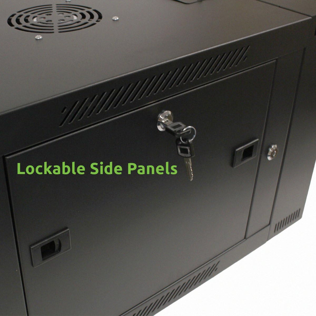 6U Wall-Mount Network Cabinet Enclosure, 600mm Depth, Hinged Back, Swing Gate Server Cabinet, Locks, Reversible Glass Front Door, 2 Fans X6599