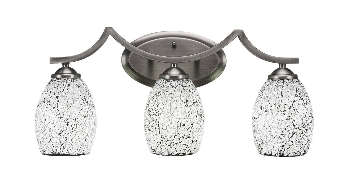 3-Light Bath Bar with Black Glass Shade P3124