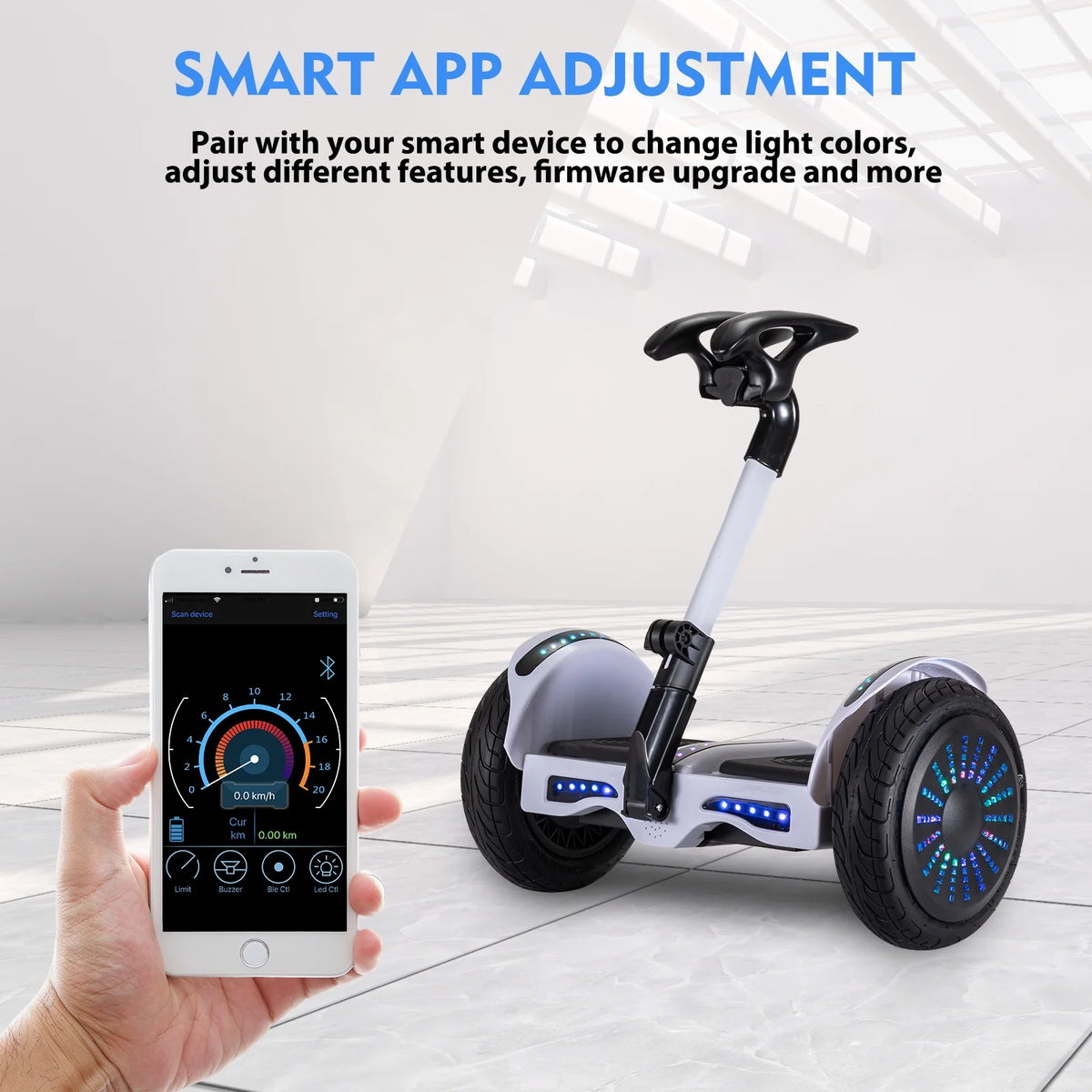 Black Self-Balancing Electric Scooter with 10 In. Tires Y807390