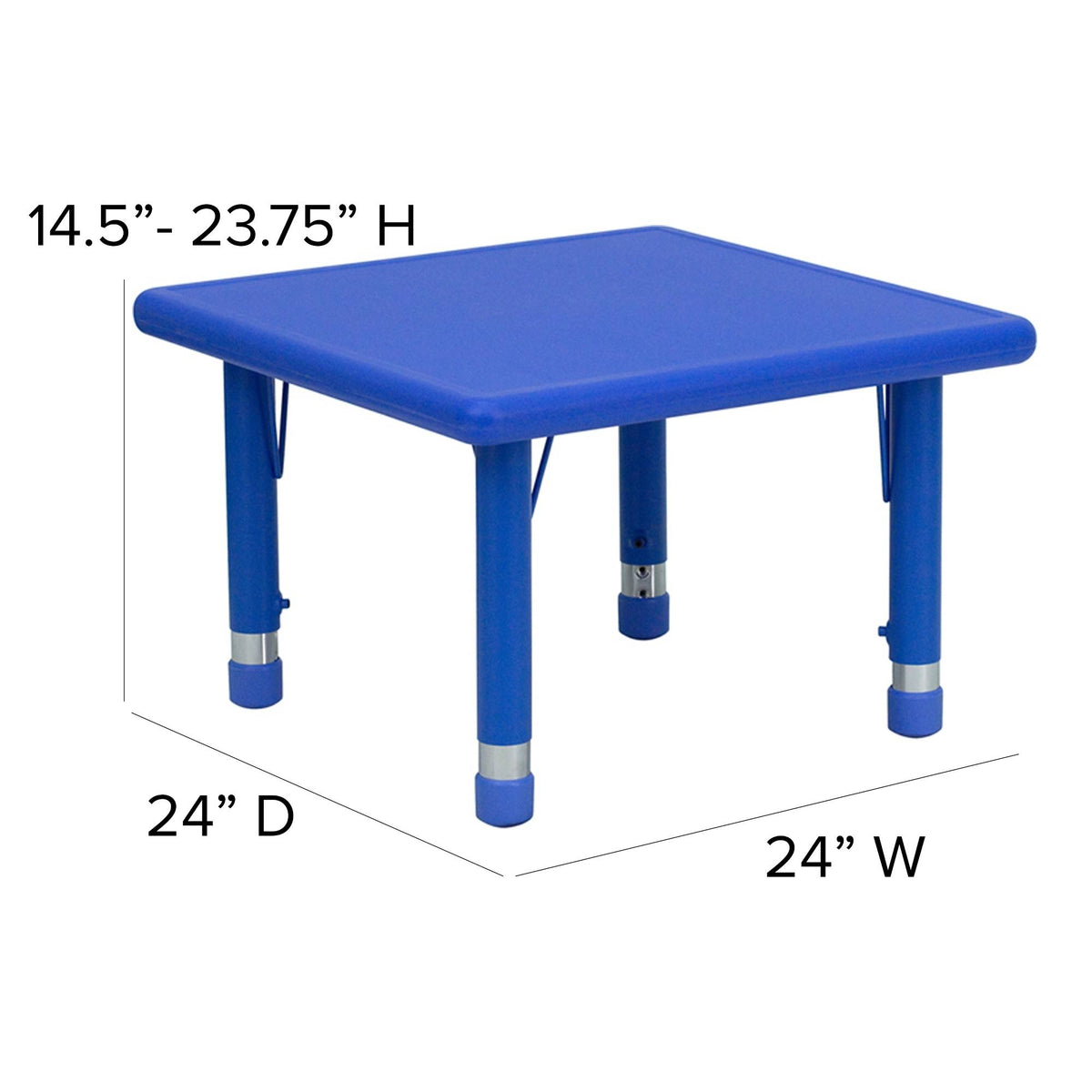 24x22 Square Blue Plastic Height Adjustable Activity Table T518