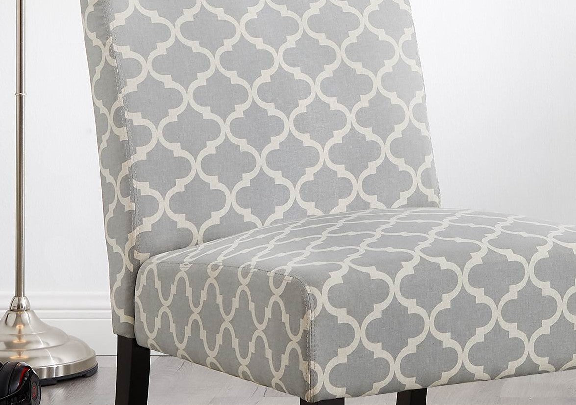 3pc Set Gray Fabric Upholstered Side Table and 2 Chairs O32600