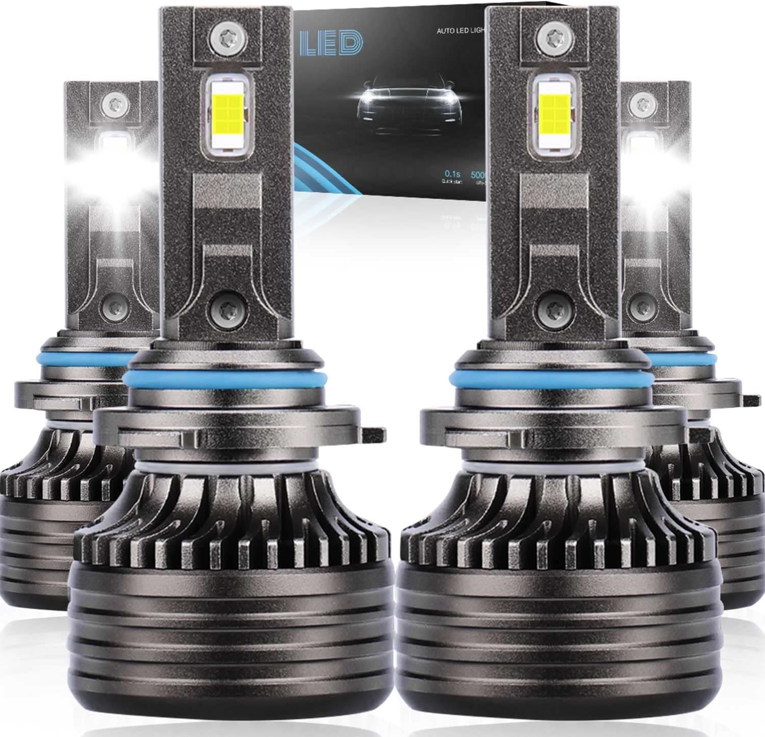 9005 High Beam + H11 Low Beam LED Headlight Bulbs, 6000K Cool White, Pack of 4 W23968