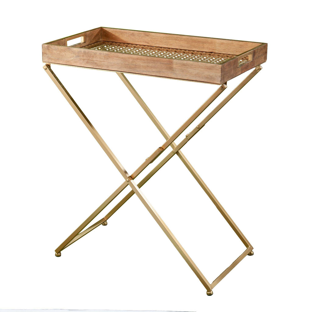Rectangular Folding Side Table in Natural / Gold N5604