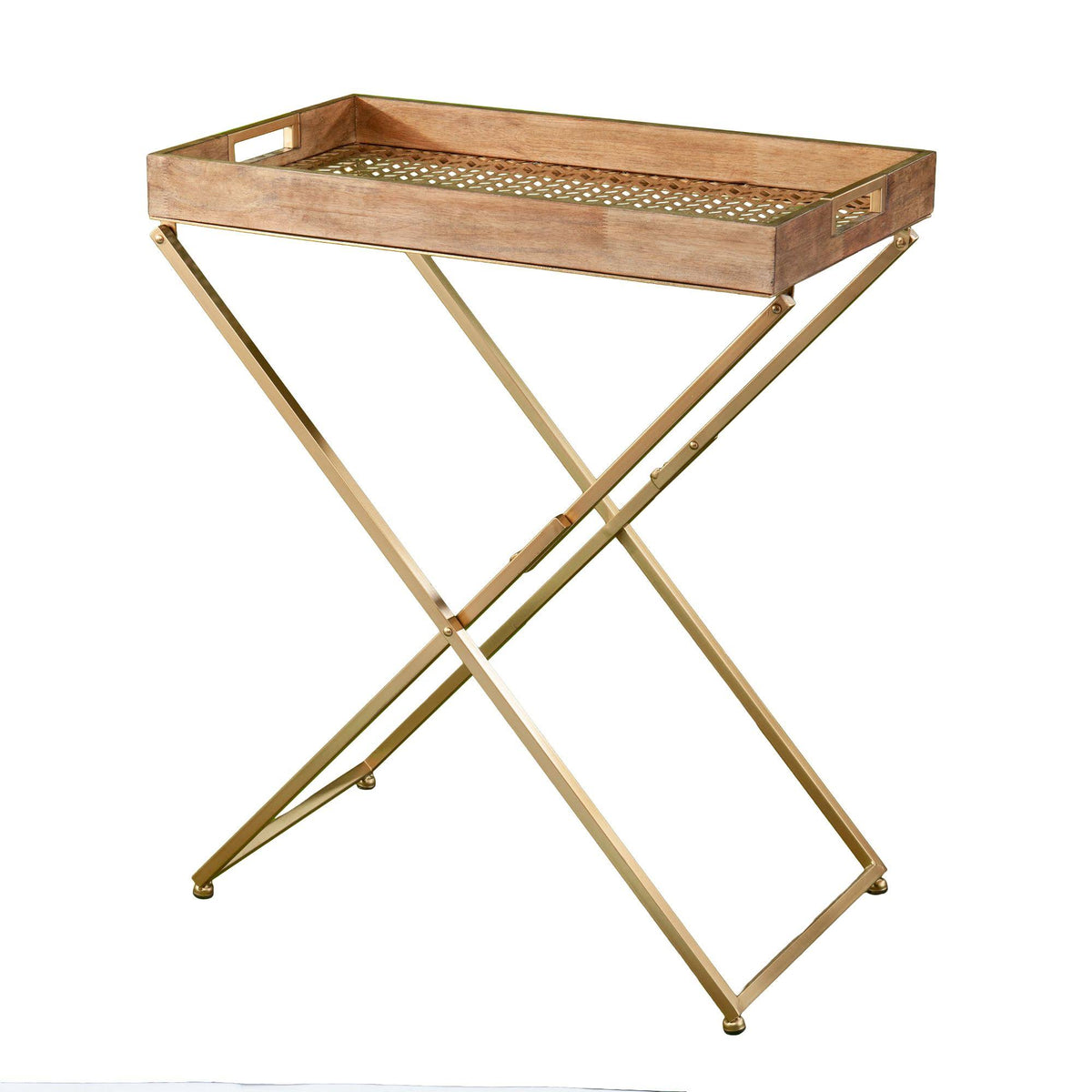 Rectangular Folding Side Table in Natural / Gold N5604