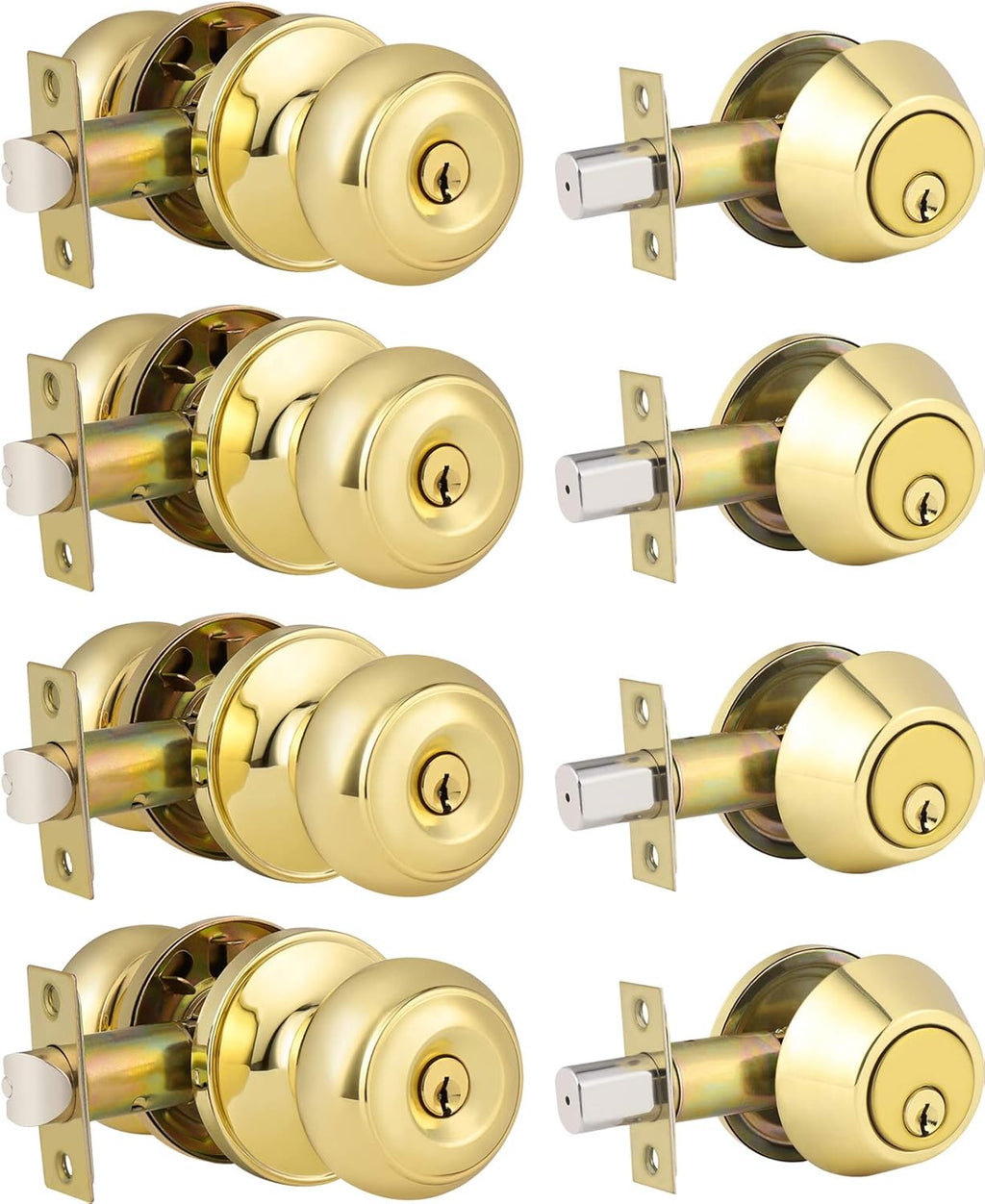 3 Pack Keyed Alike Entry Door Knobs and Single Cylinder Deadbolt Lock Combo Set Matte Black G2517
