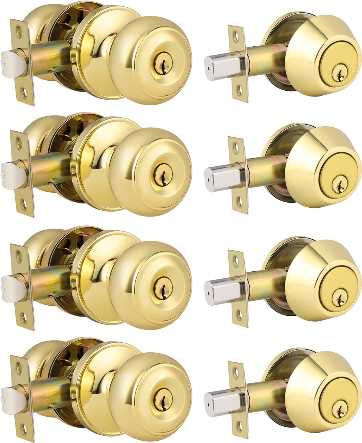 3 Pack Keyed Alike Entry Door Knobs and Single Cylinder Deadbolt Lock Combo Set Matte Black G2517