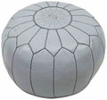 Moroccan Leather Pouf Ottoman I4673