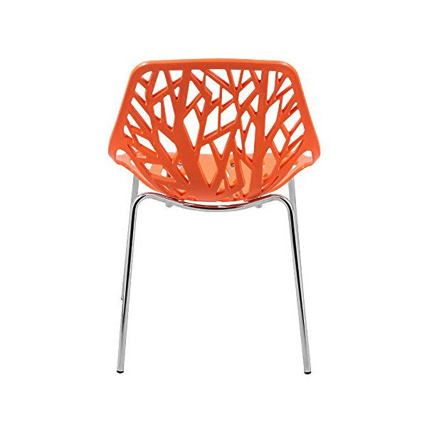 Orange Set of 2 Dining Chair with Chromed Legs M665