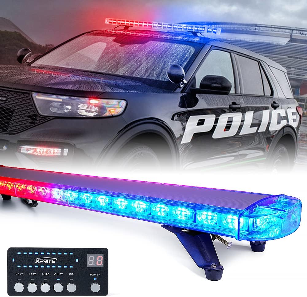 48 Inch Amber LED Emergency Warning Light Bar with Adjustable Mounting Brackets C88207