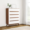 White and Walnut 5-Drawer Chest Q40030