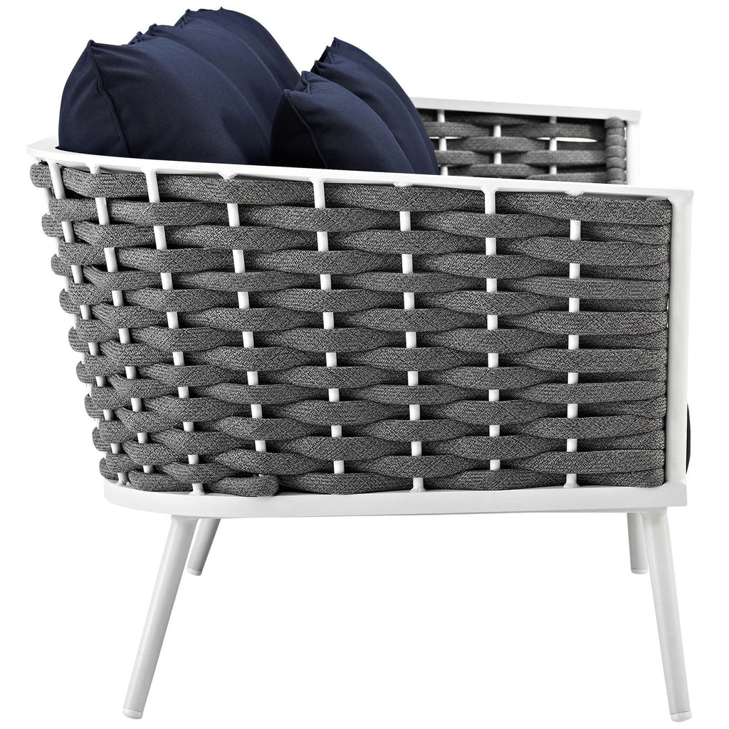White Navy 3 Piece Outdoor Aluminum Sectional Sofa Set A353