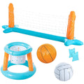 Inflatable Volleyball Net & Basketball Hoops Pool Float Set V422