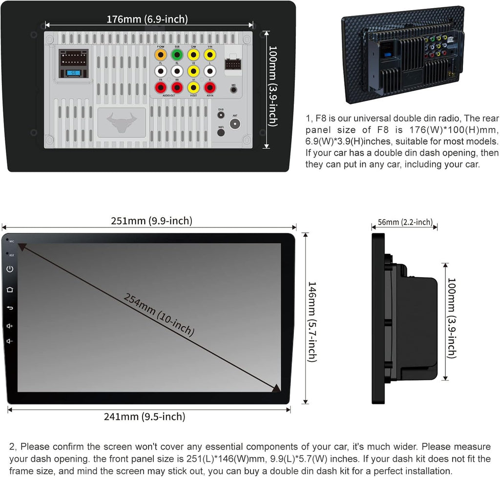 10.1 IPS Touchscreen Car Stereo with Wireless CarPlay Android Auto Bluetooth 5.0 Backup Camera N9318
