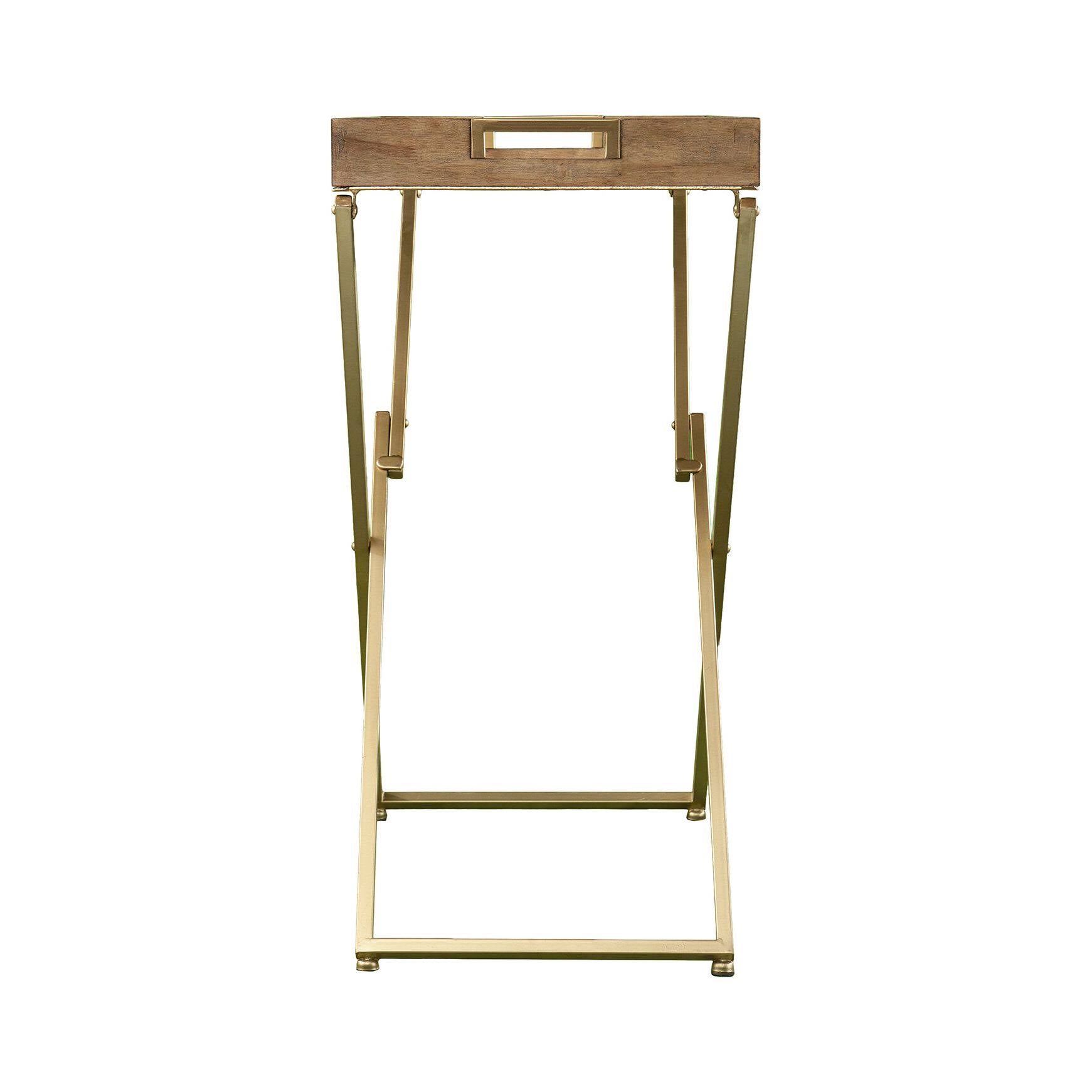 Rectangular Folding Side Table in Natural / Gold N5604