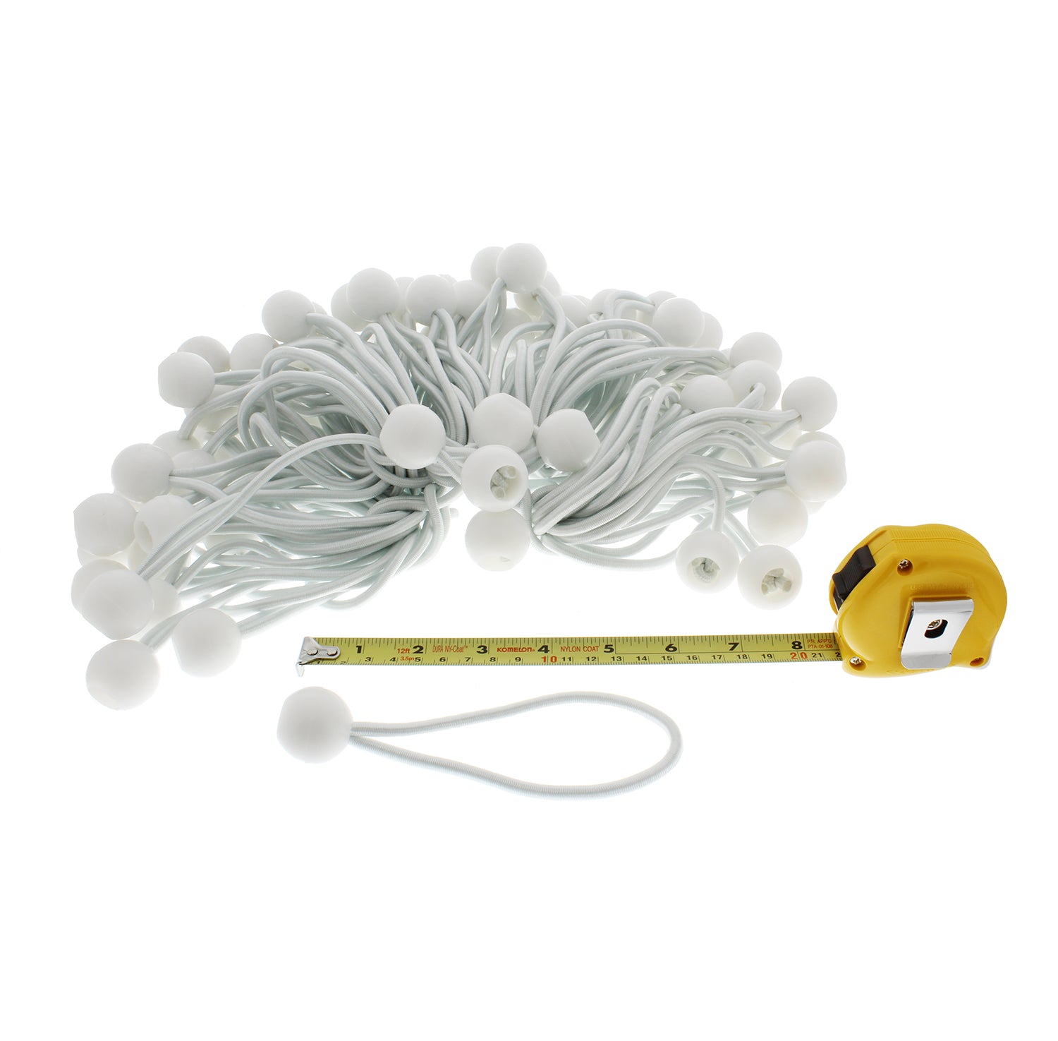 100 Pack White 6 Inch Ball Bungee Cords E230270