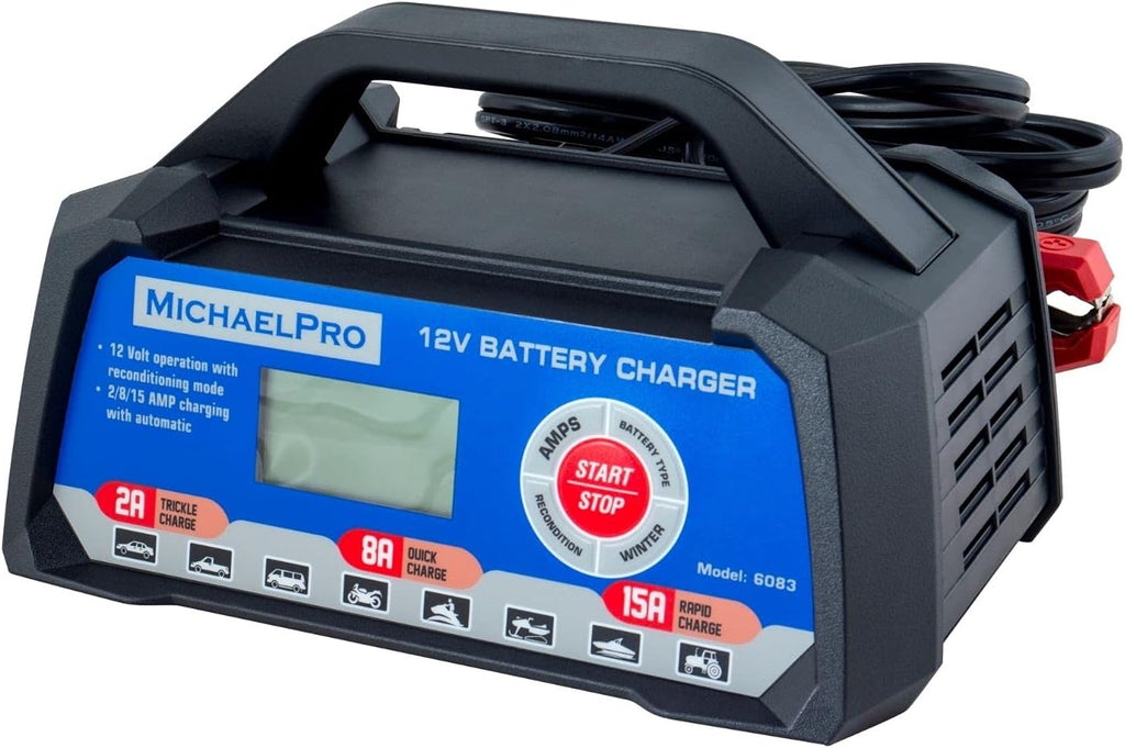 12V 2/8/15A Automatic Battery Charger Pack of 2 E935610