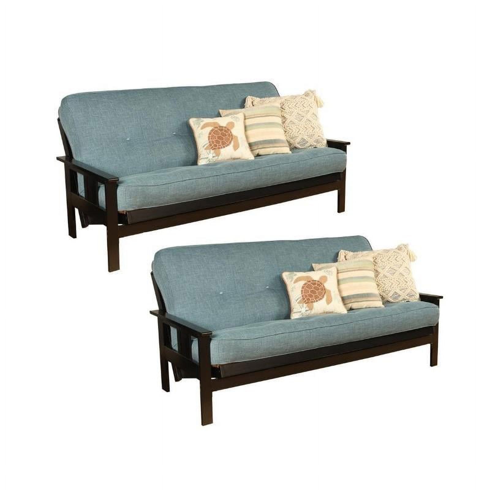 2 Piece Linen Fabric Futon Mattress Set in Aqua Blue Z2903