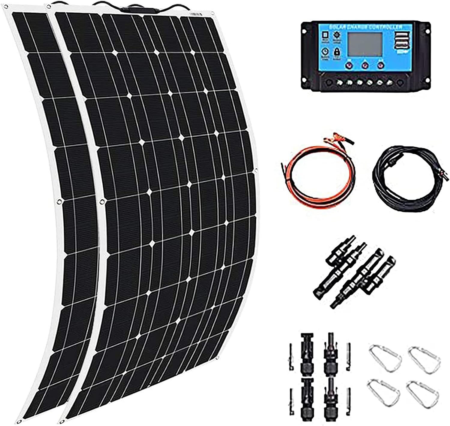 600W 2X 300W PET Flexible Mono Solar Panel with 40A Controller Q9395