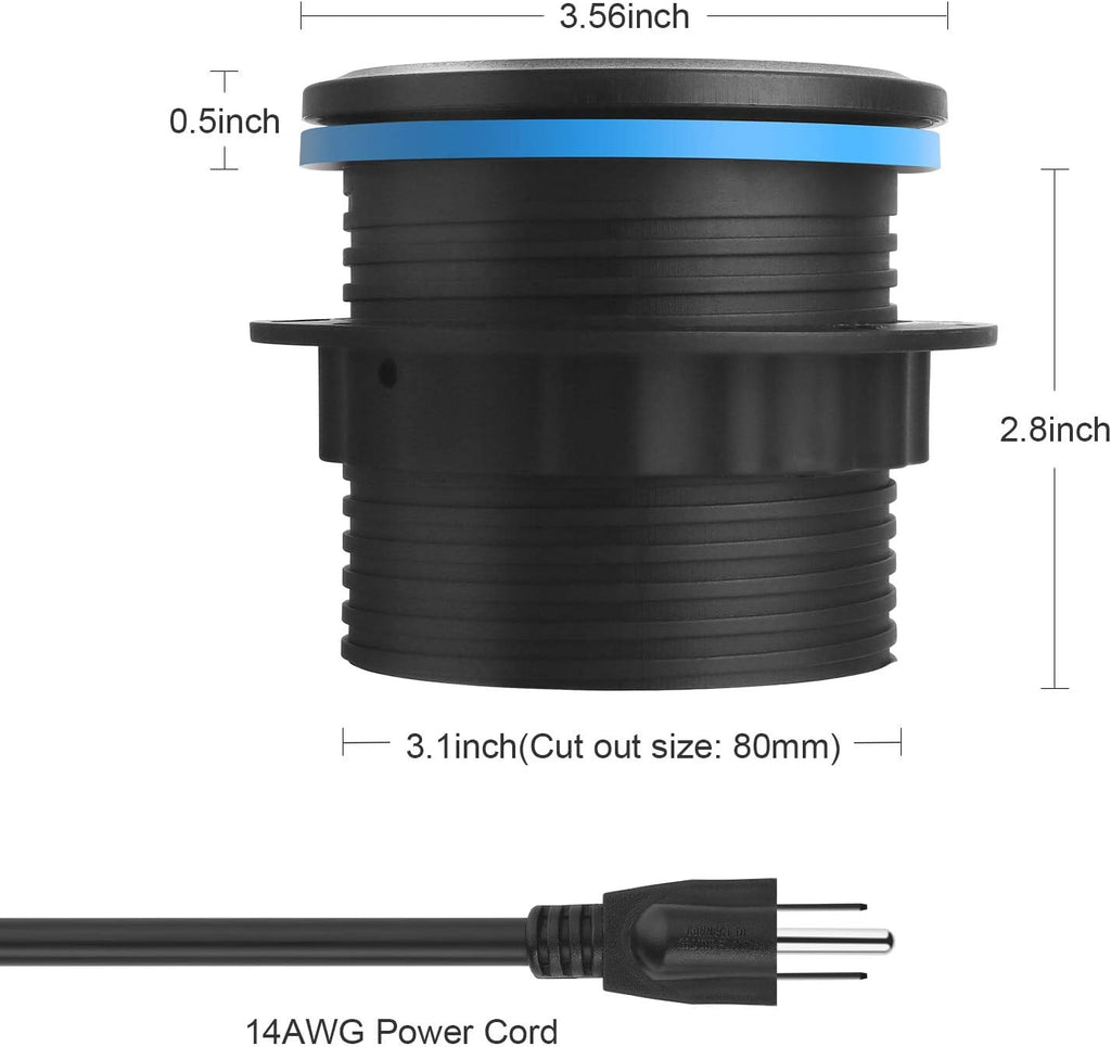 Desktop Power Grommet with Wireless Charger, USB C, Pack of 2 F9047