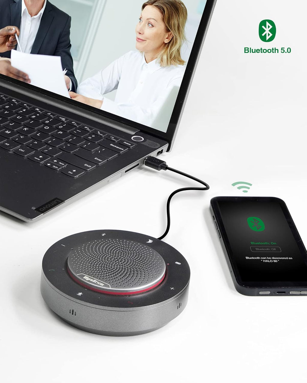 Portable USB & Bluetooth Conference Speaker with 4 Noise-canceling Mics S715