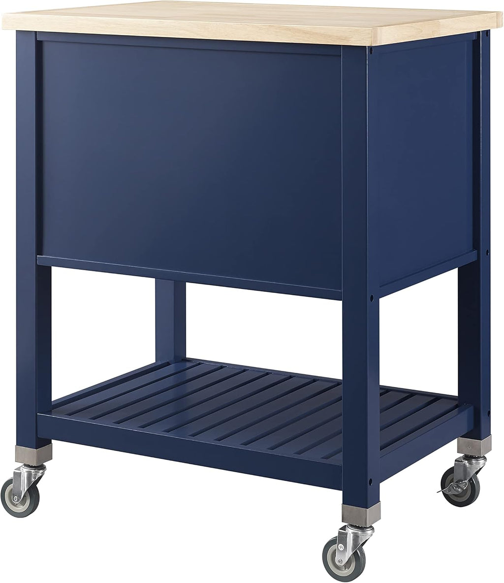 Denim Kitchen Cart with Locking Wheels W30991