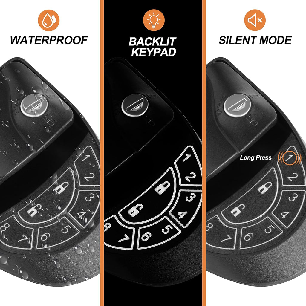 Black Zinc Alloy RV Door Lock with Keypad and Remote Fobs C91436