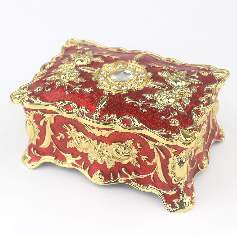 Embossed Metal Music Box Wind Up Movement Music Box, Pack of 2 B3021