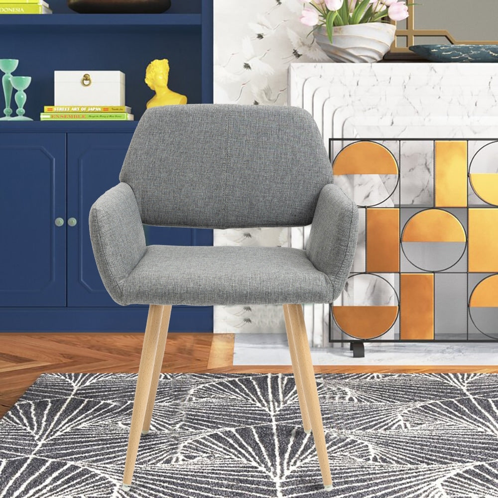 Gray Upholstered Dining Chair with Wood Legs C557