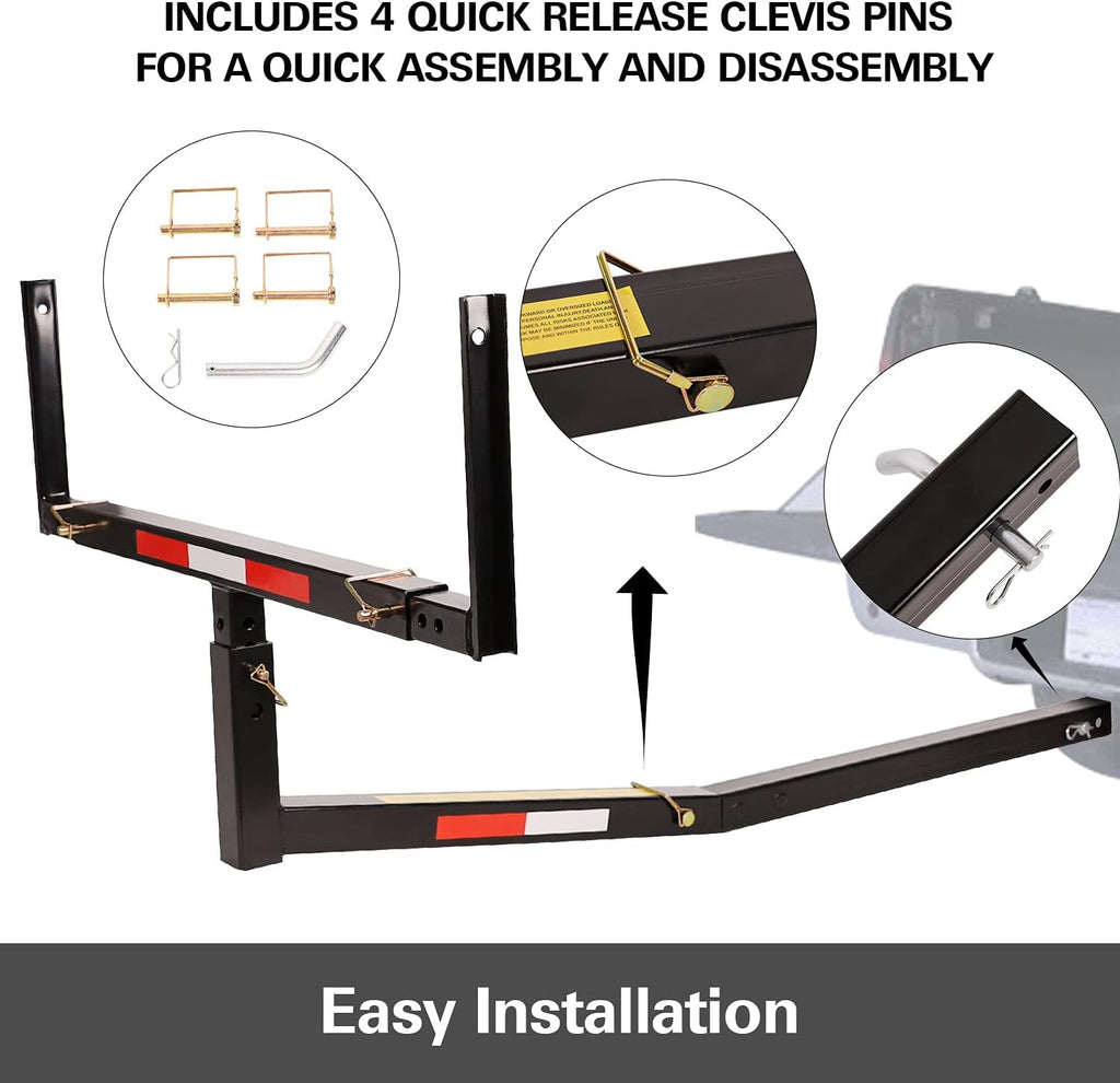 Hitch Mount Truck Bed Extender, All Steel, 750lbs Load Capacity, Black, Pack of 2 F8810