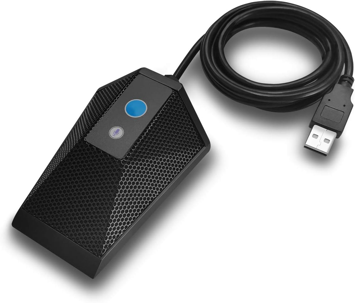 USB Computer Microphone Plug and Play Condenser Mic with Mute Button LED Indicator, Pack of 2 O801