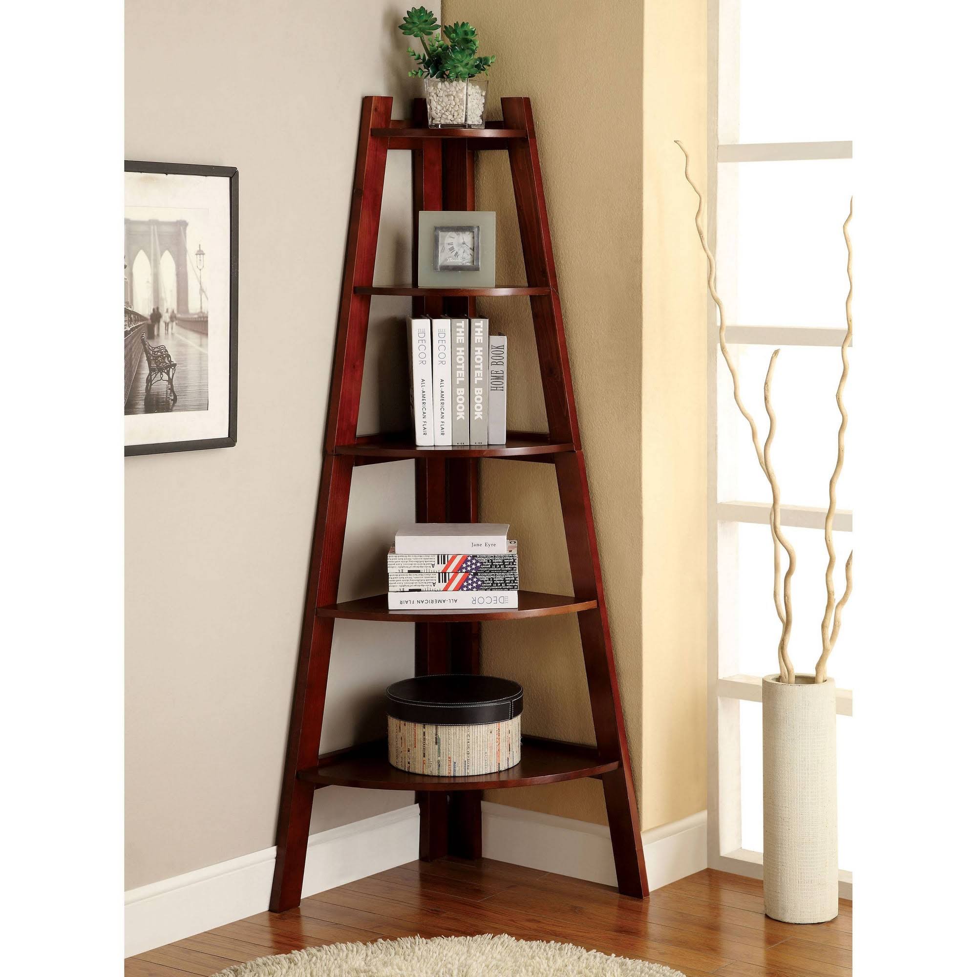 5 Shelf Corner Bookcase Cherry D36164