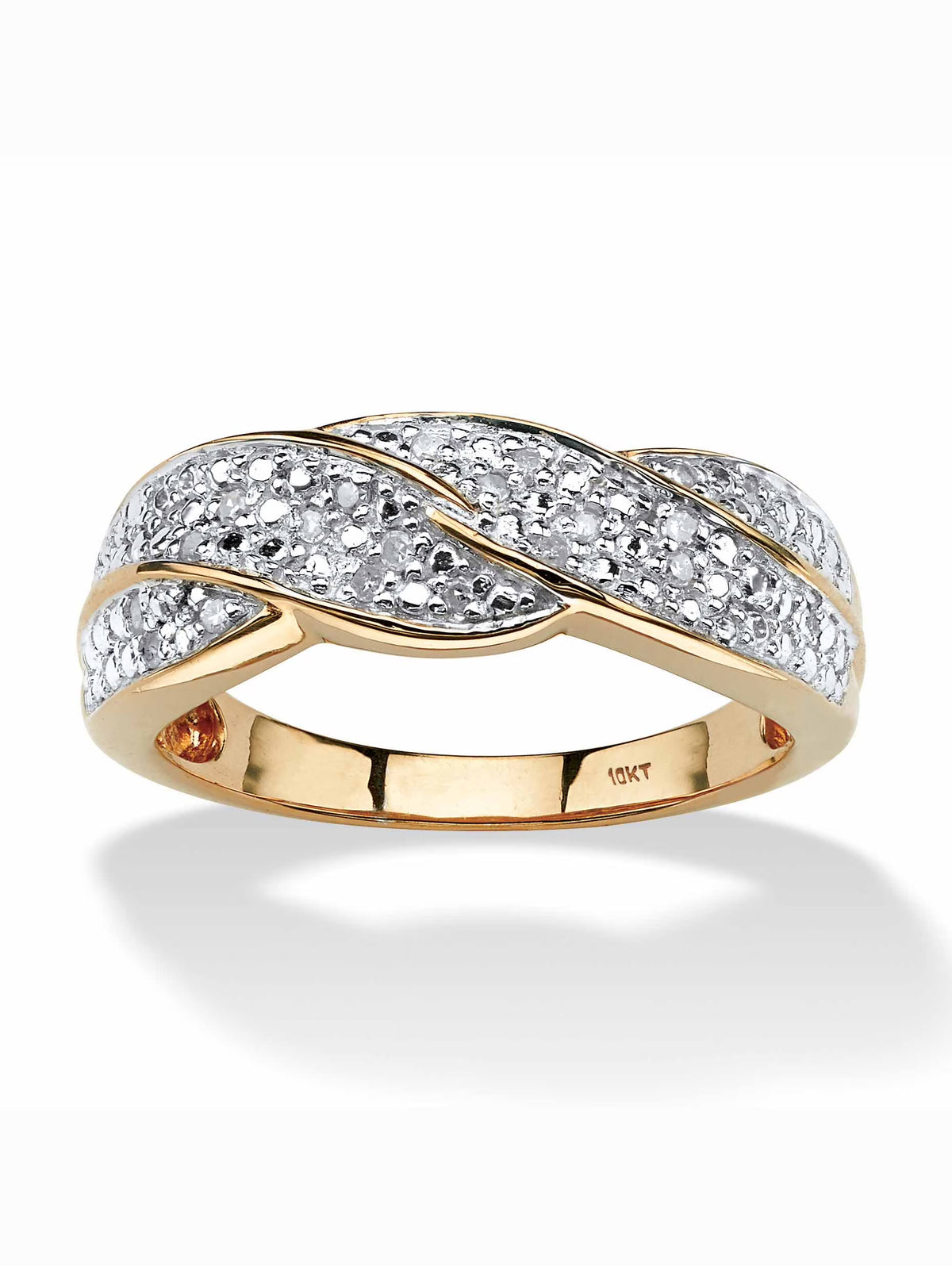 1/10 TCW Round Diamond Braid Ring in Solid 10k Gold L8294